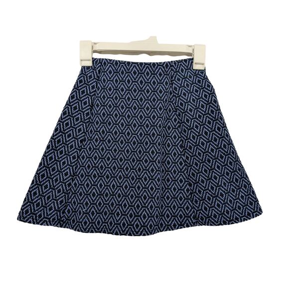 Zara Trafaluc Short ALine Skirt Small Navy Geometric Pleated Micro‎ Mini Flowy - Picture 9 of 9